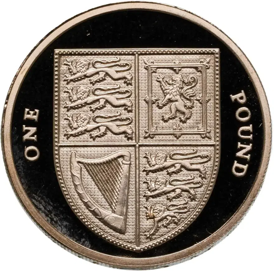 Великобритания 1 фунт (pound) 2013 Королевский герб, аверс