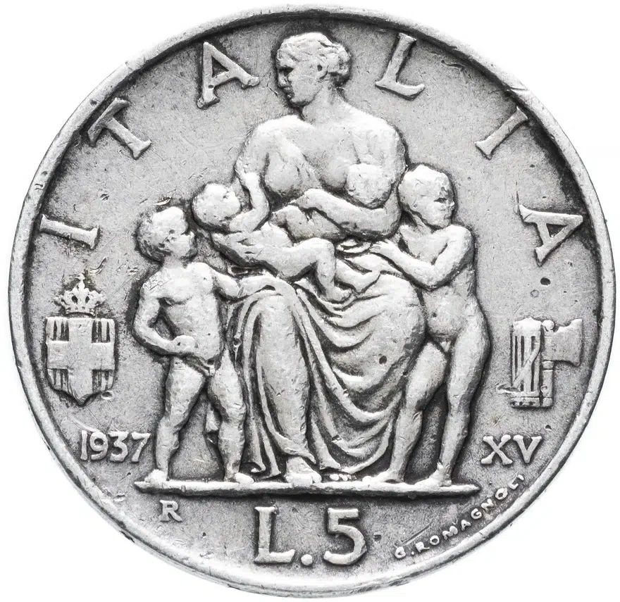 Италия 5 лир (lire) 1937