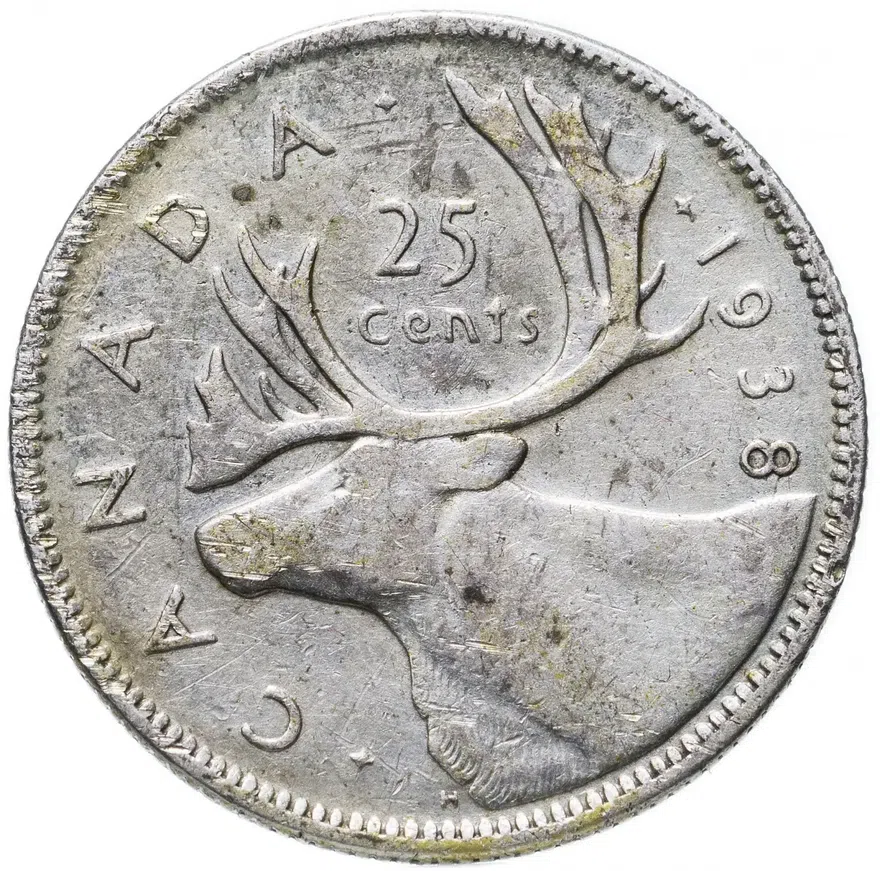 Канада 25 центов (квотер, cents) 1938