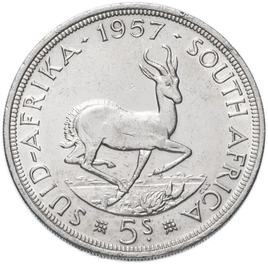 ЮАР 5 шиллингов (shillings) 1957, реверс