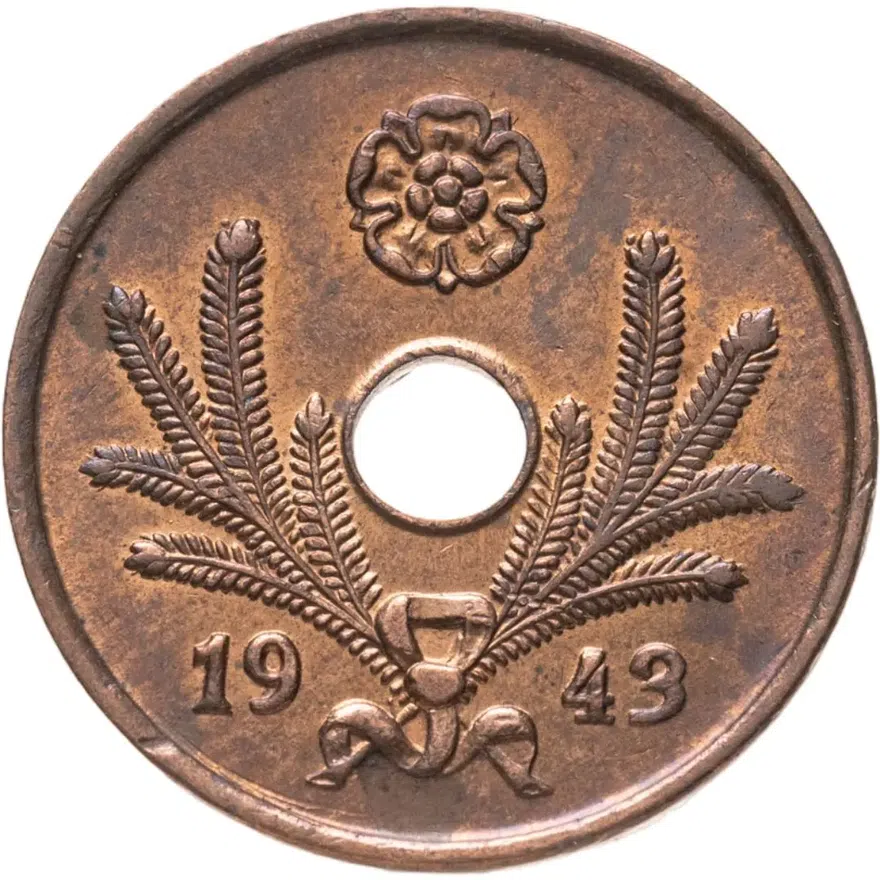 Финляндия 10 пенни (pennia) 1943  Медь /коричневый цвет/, реверс