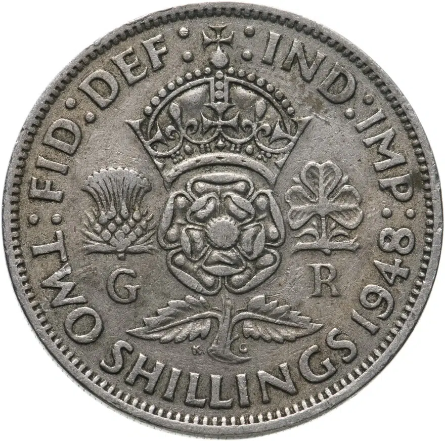Великобритания 2 шиллинга (флорин, shillings) 1948, аверс