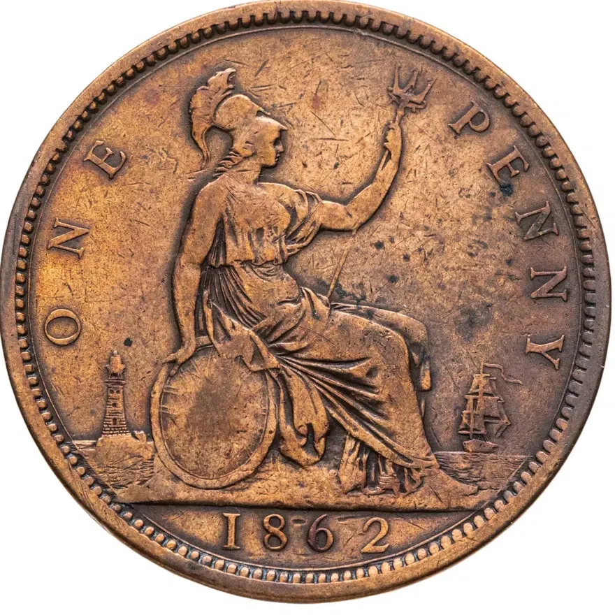 Великобритания 1 пенни (penny) 1862, реверс