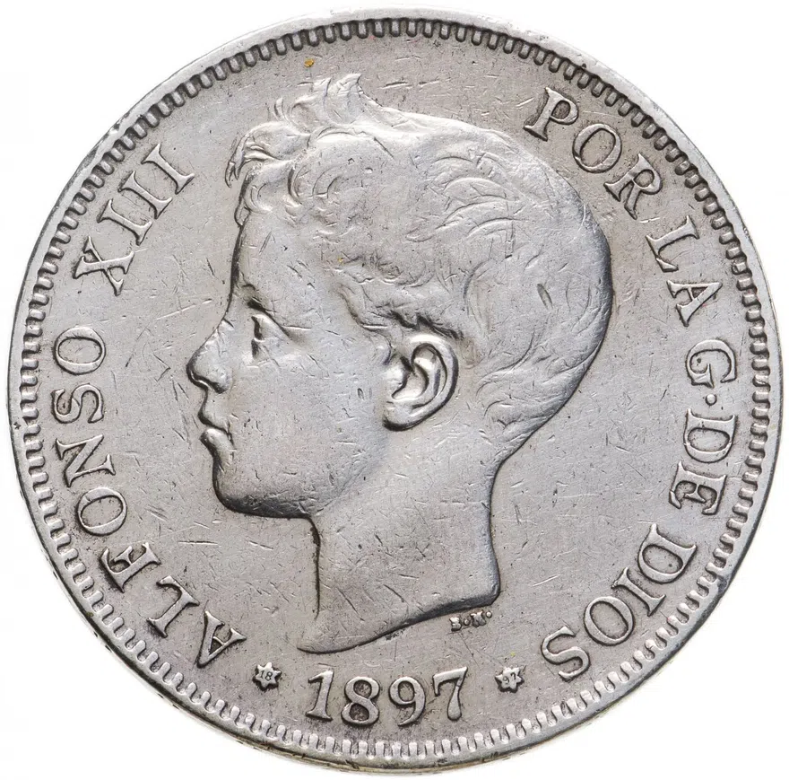 Испания 5 песет (pesetas) 1897
