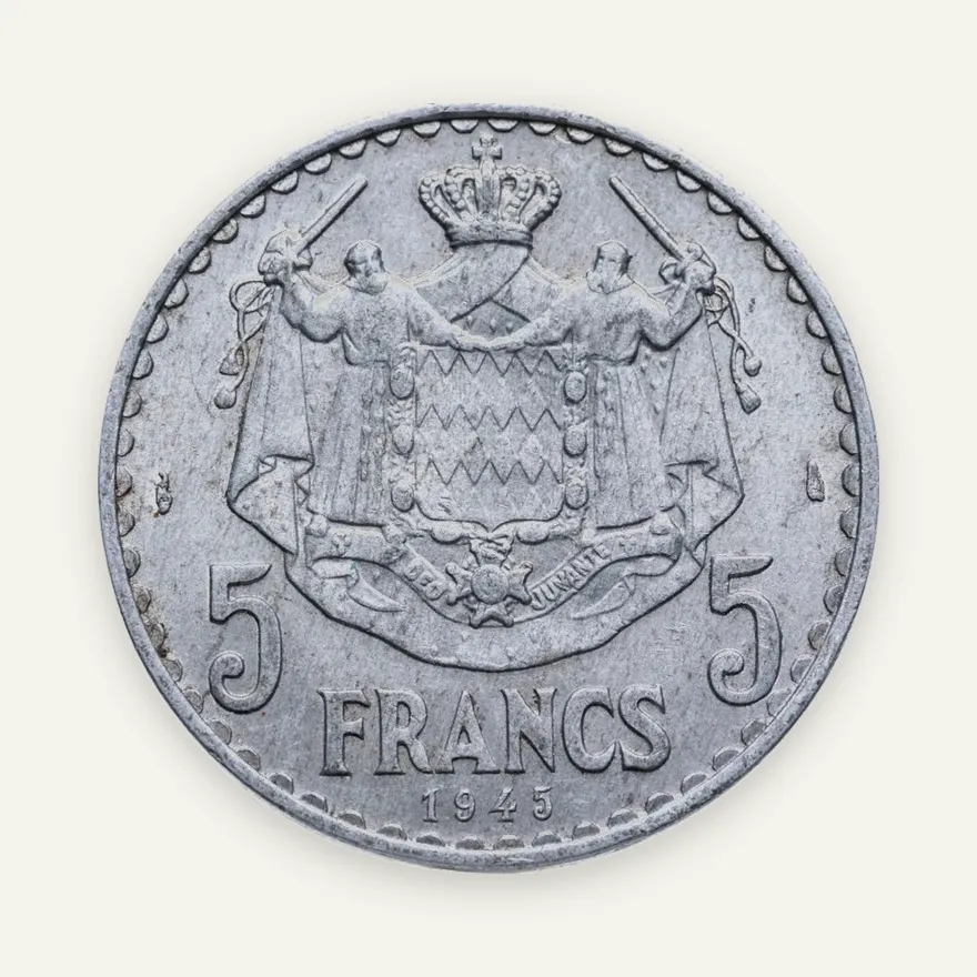 Монако 5 франков (francs) 1945, реверс