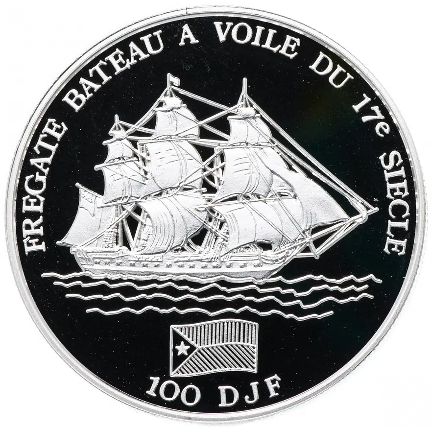 Джибути 100 франков (francs) 1994 "Фрегат Bateau", реверс