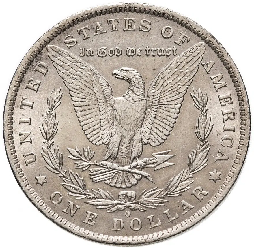 США 1 доллар (dollar) 1884 O Доллар Моргана знак монетного двора: "O" - Новый Орлеан, реверс