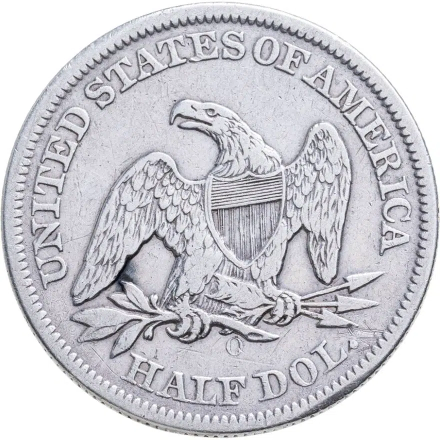США 50 центов (1/2 доллара, half dollar) 1860 O Seated Liberty Half Dollar знак монетного двора: "O" - Новый Орлеан, реверс
