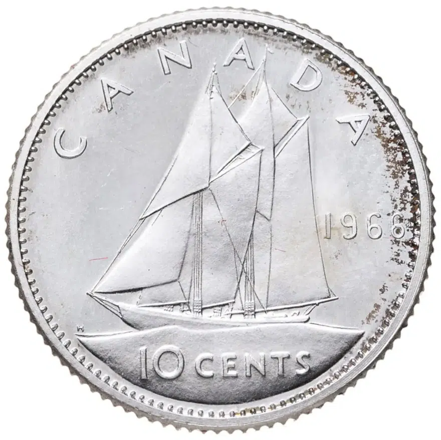 Канада 10 центов (cents) 1966, аверс