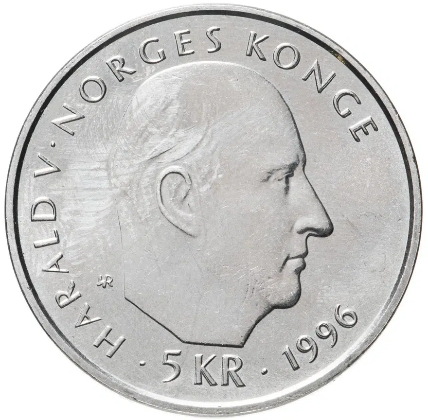 Норвегия 5 крон (kroner) 1996  100 лет Норвежской полярной экспедиции Нансена, реверс