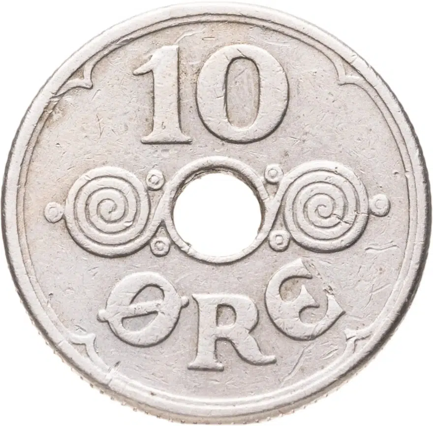 Дания 10 эре (ore) 1934, реверс