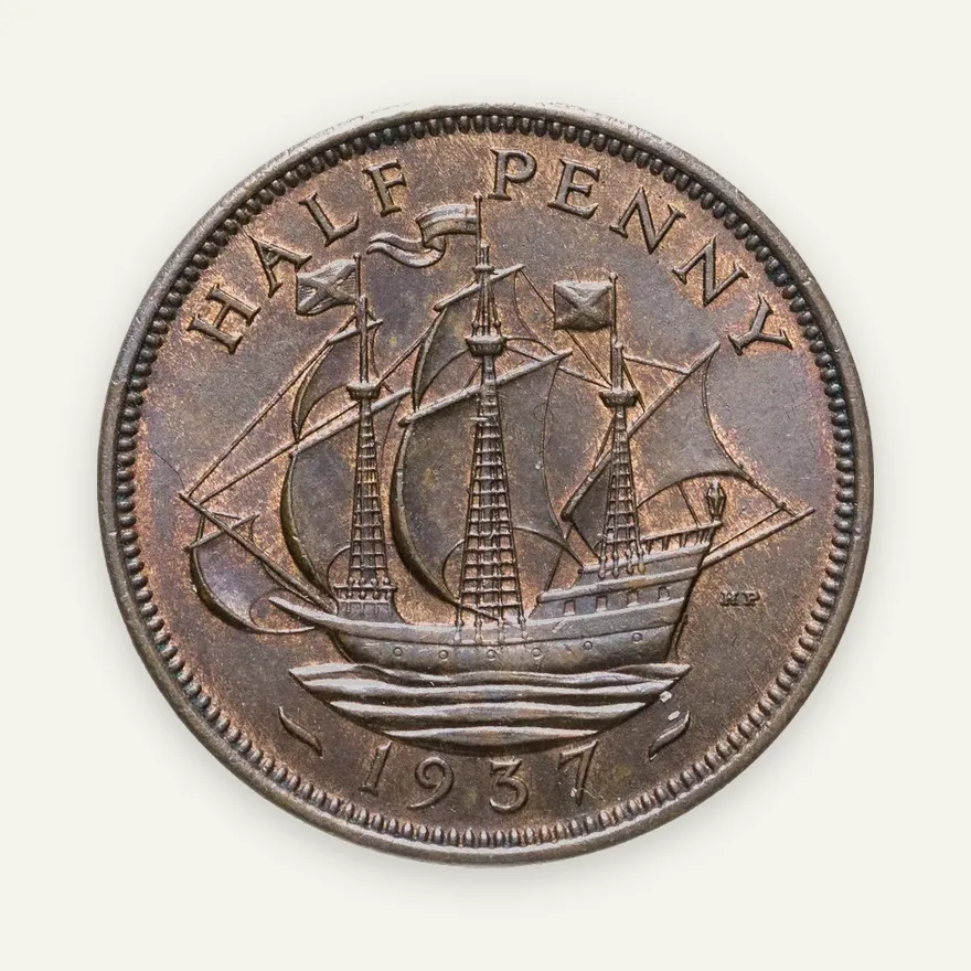Великобритания  1/2 пенни (penny) 1937, аверс