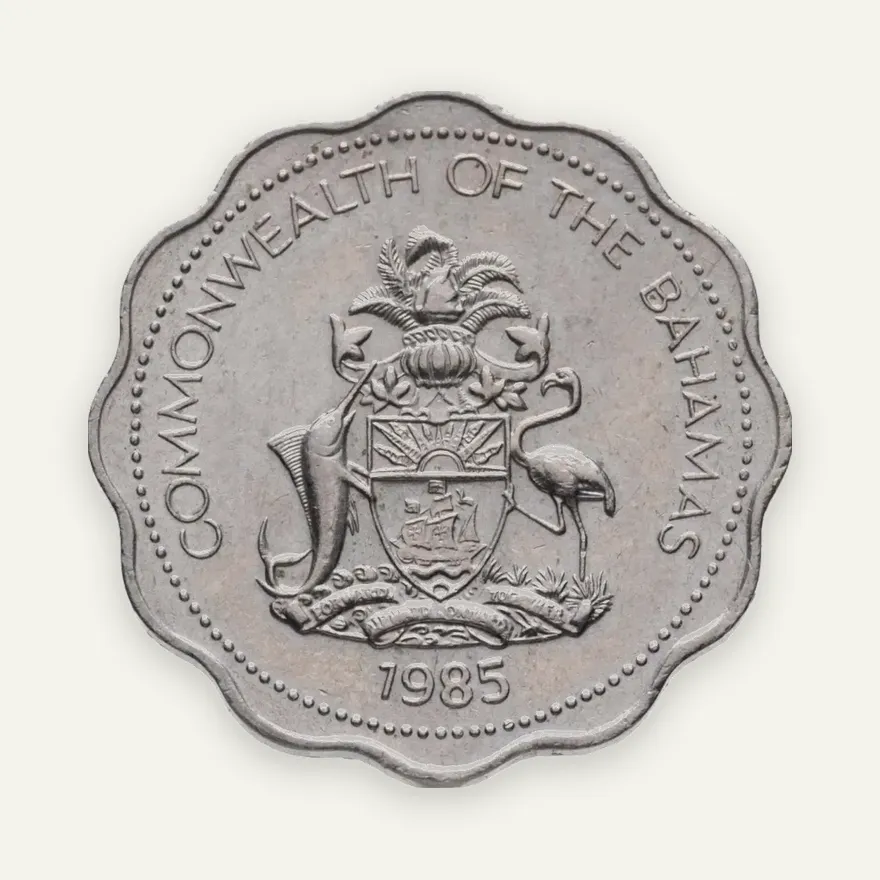 Багамы 10 центов (cents) 1985   Без отметки монетного двора, реверс
