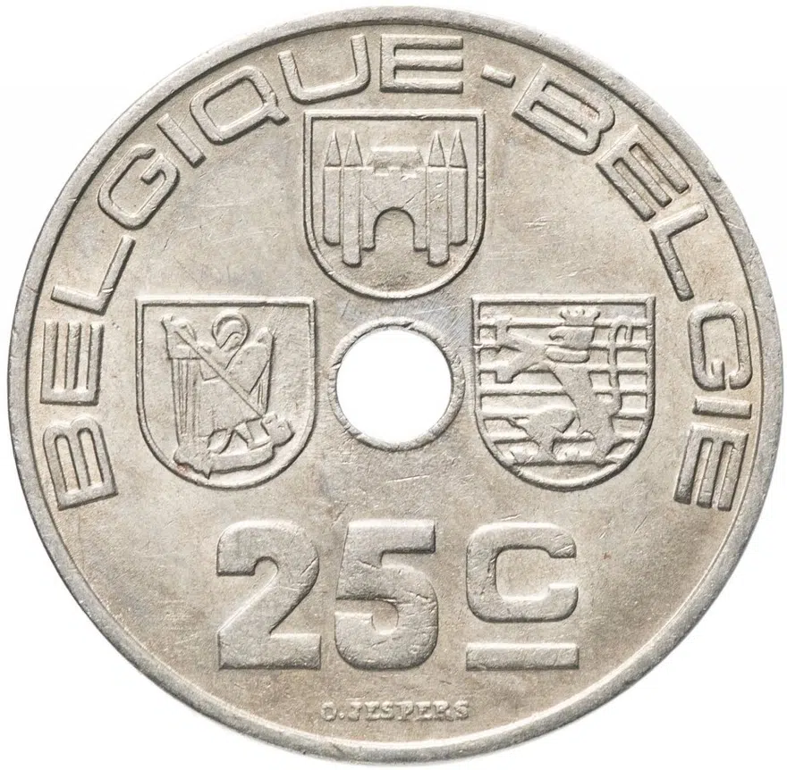Бельгия 25 сантимов (centimes)  1938-1939