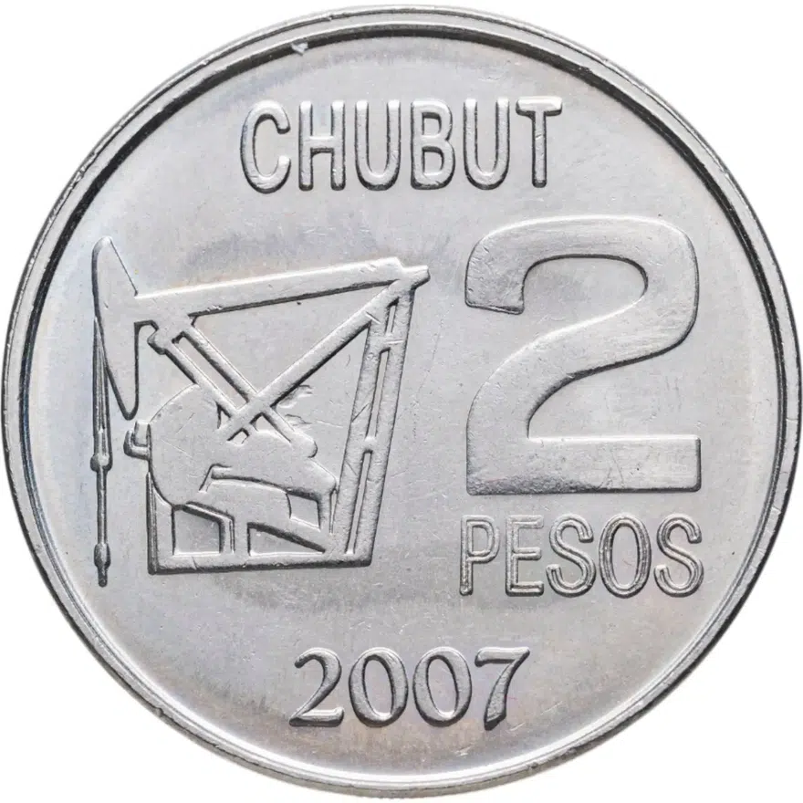 Аргентина 2 песо (pesos) 2007  100 лет нахождению нефти в Аргентине Ребристый гурт