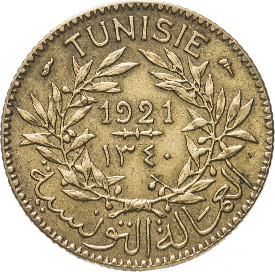 Тунис 1 франк (franc) 1921, реверс