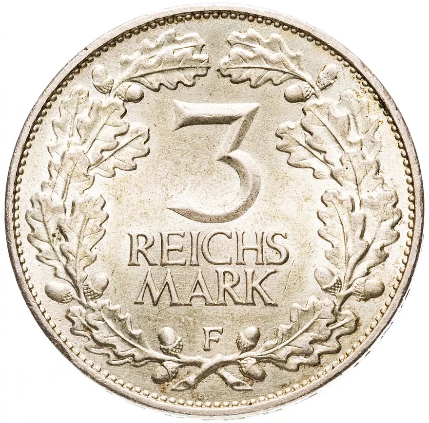Германия (Веймарская республика) 3 рейхсмарки 1925 F "Тысячелетие Рейнской области (Рейнланда)"