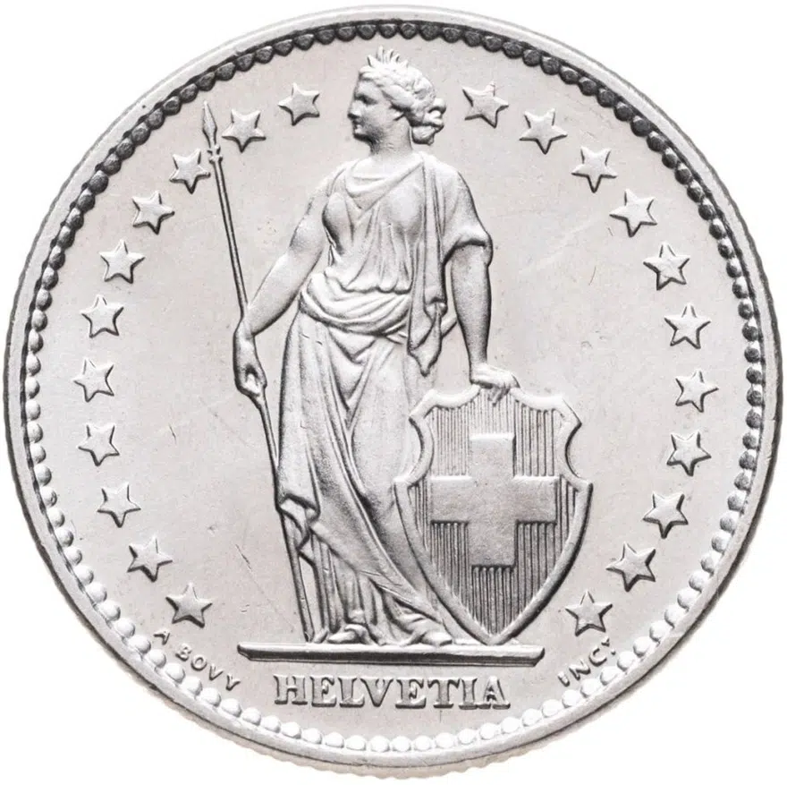 Швейцария 2 франка (francs) 1973, реверс
