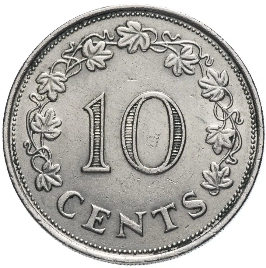 Мальта 10 центов 1972
