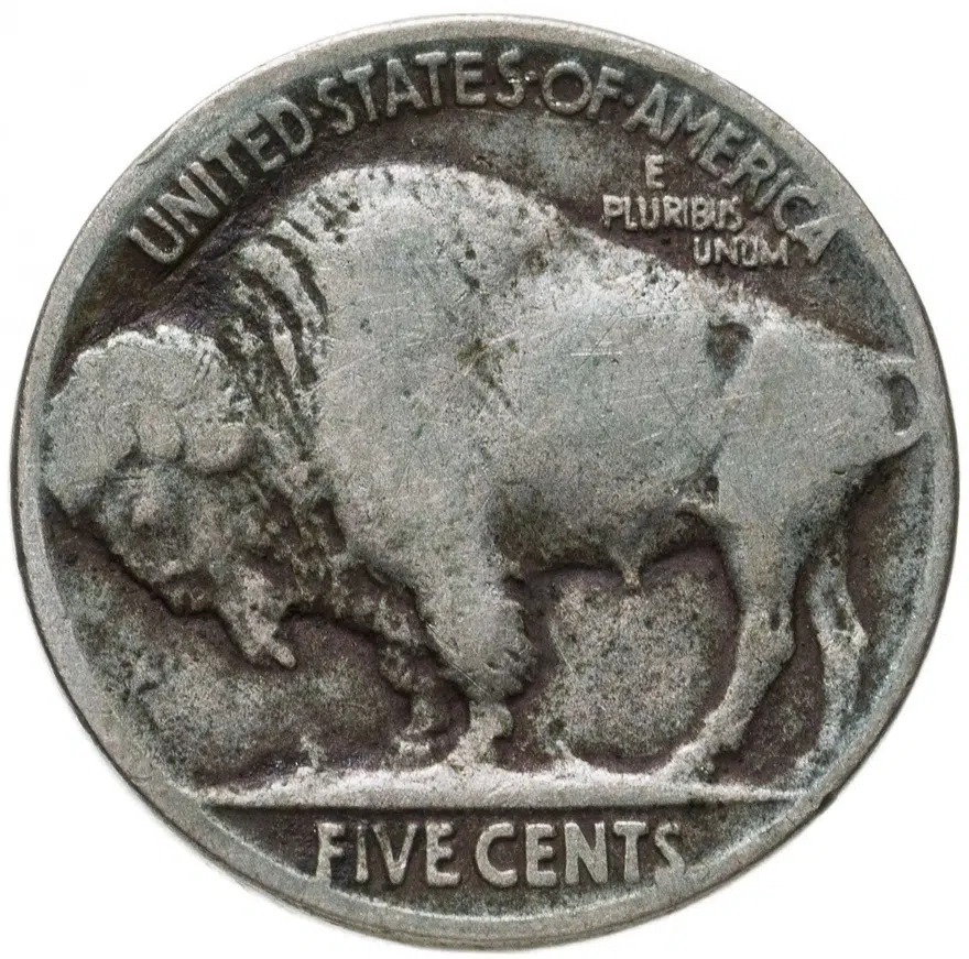 США 5 центов (cents) 1916  Buffalo Nickel (буффало) без обозначения монетного двора, реверс