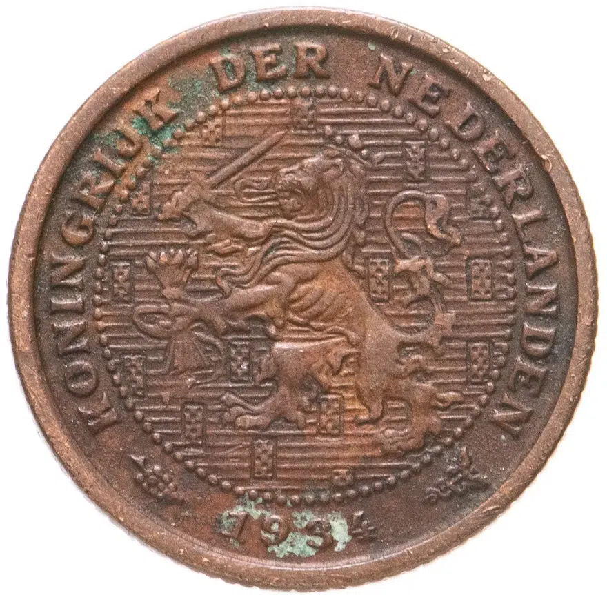 Нидерланды 1/2 цента (cent) 1934, реверс
