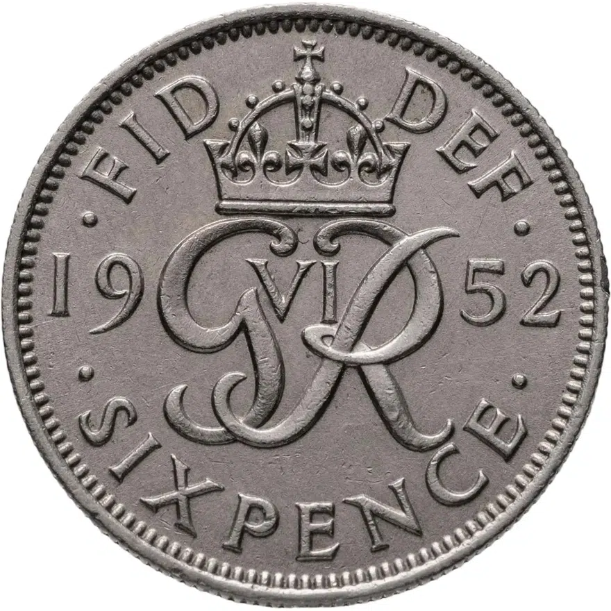 Великобритания 6 пенсов (pence) 1952, реверс