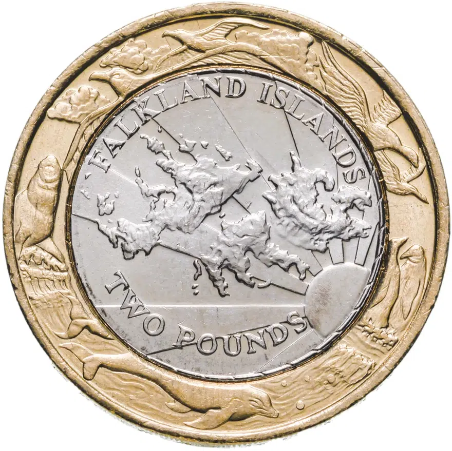 Фолклендские острова 2 фунта (pounds) 2004  30 лет монетам Фолклендов