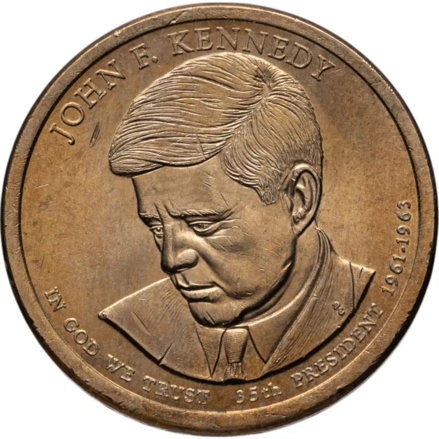 США 1 доллар (dollar) 2015 P Джон Кеннеди (35-й президент США) знак монетного двора "P" - Филадельфия