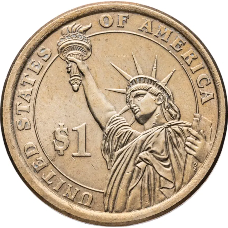 США 1 доллар (dollar) 2015 P Линдон Бэйнс Джонсон (36-й президент США) знак монетного двора "P" - Филадельфия