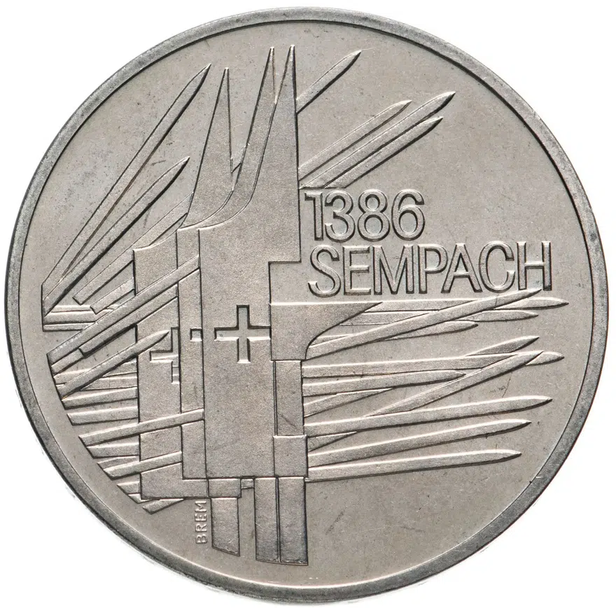Швейцария 5 франков (francs) 1986 "500 лет битве при Земпахе", аверс