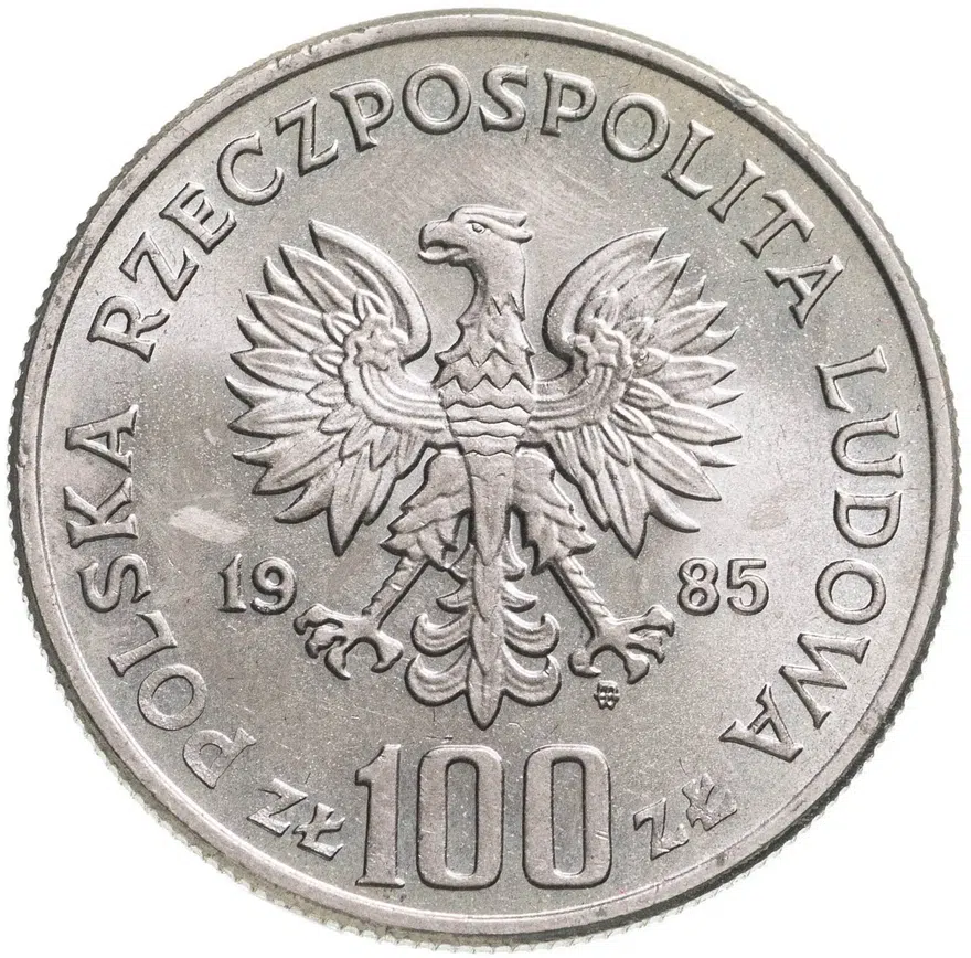 Польша 100 злотых (zlotych) 1985  Польские правители - Король Пшемыслав II, реверс