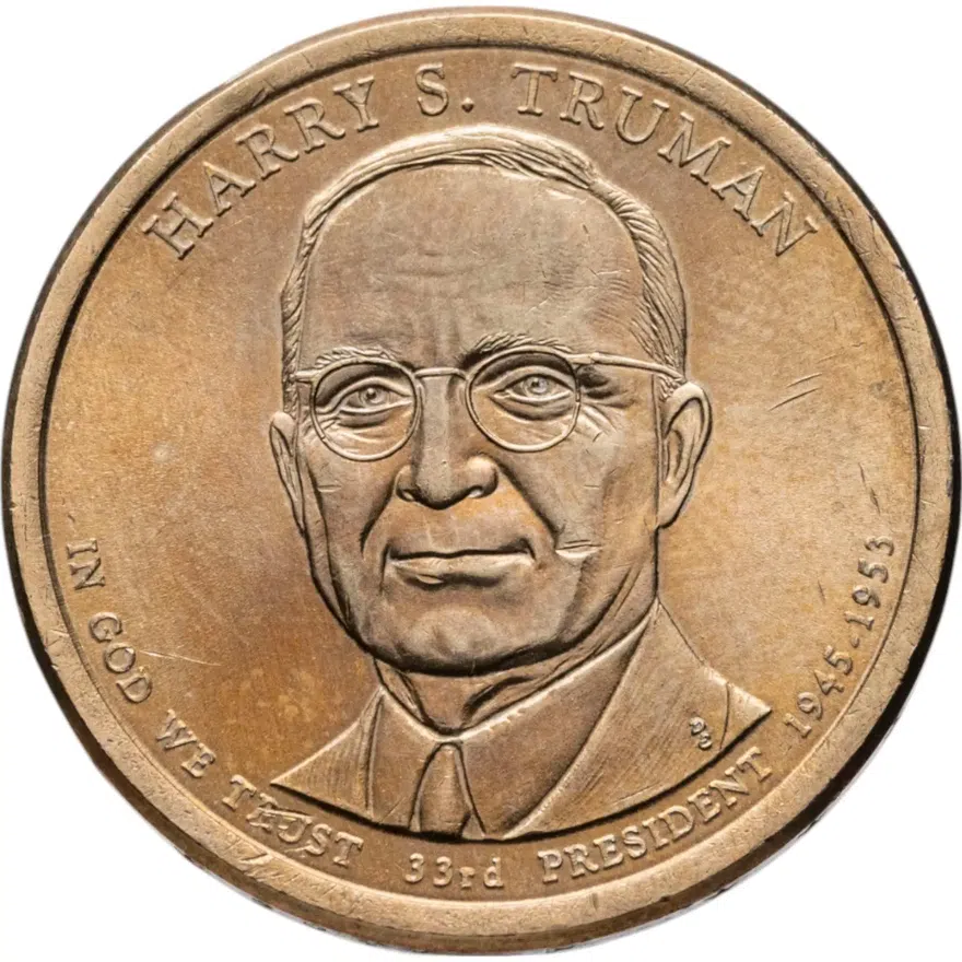 США 1 доллар (dollar) 2015 P Гарри Трумэн (33-й президент США) знак монетного двора "P" - Филадельфия, реверс