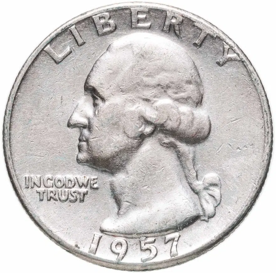 США 25 центов (квотер, 1/4 доллара, quarter dollar) 1957, аверс