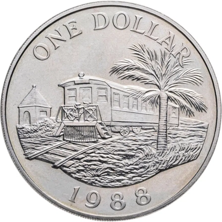 Бермуды 1 доллар (dollar) 1988 " Железная дорога Бермуды", реверс