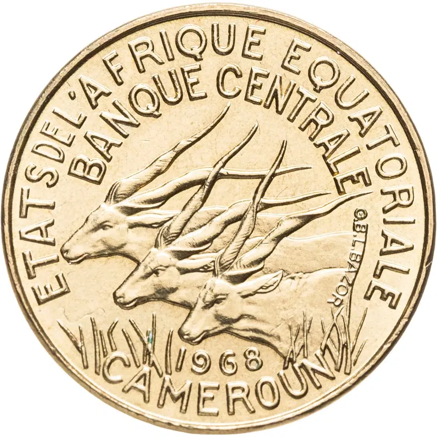 Экваториальная Африка, Камерун 5 франков (francs) 1968, реверс