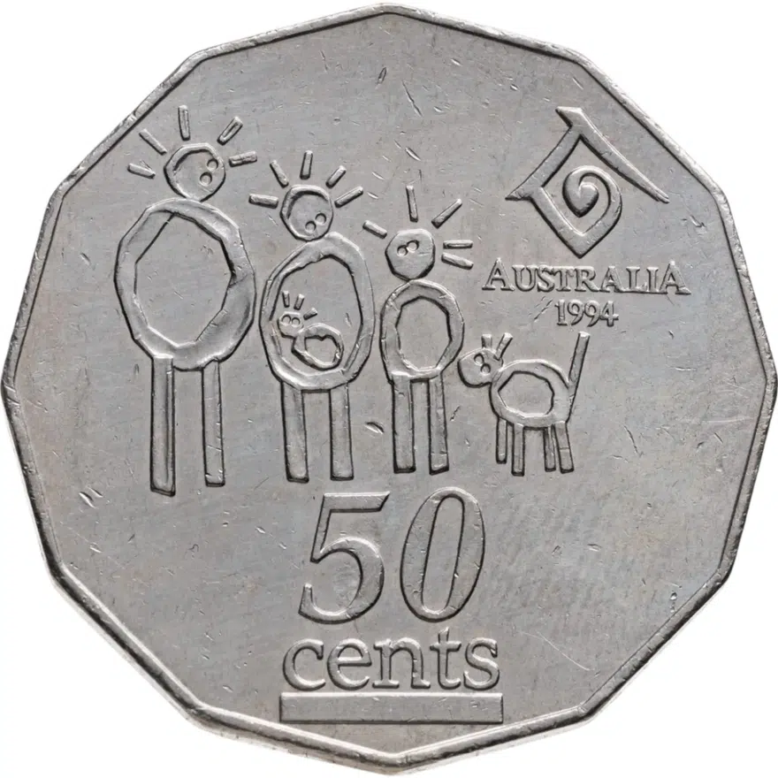 Австралия 50 центов (cents) 1994  Международный год семьи, аверс