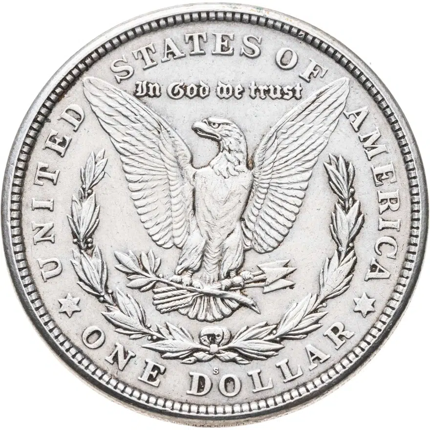 США 1 доллар (dollar) 1921 S Morgan Dollar (доллар Моргана) знак монетного двора "S" - Сан-Франциско, реверс
