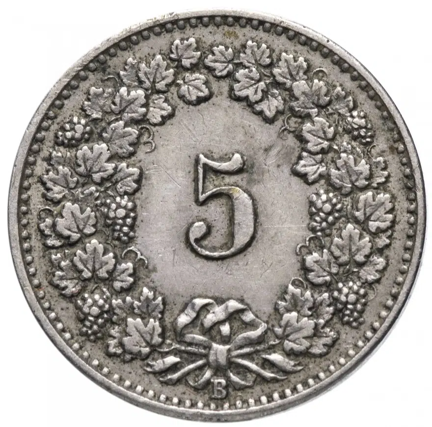Швейцария 5 раппенов (rappen) 1897