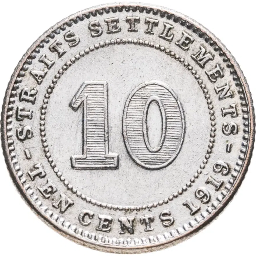 Стрейтс Сетлментс 10 центов (cents) 1919