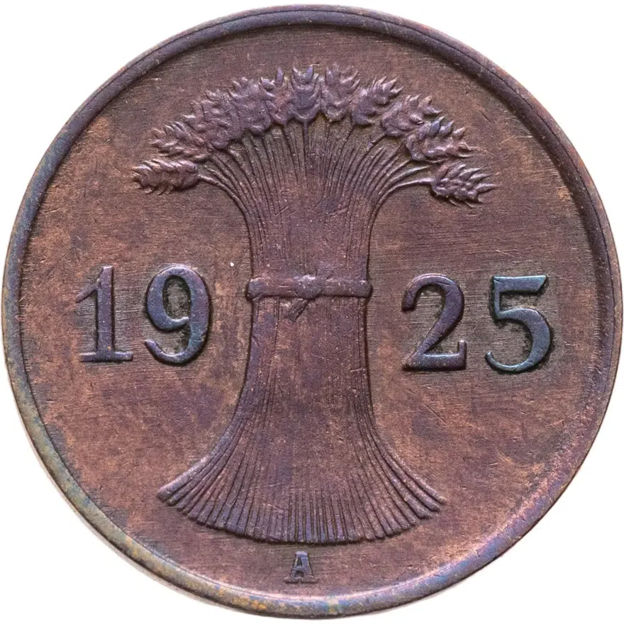 Германия 1 рейхспфенниг (reichspfennig) 1925 A