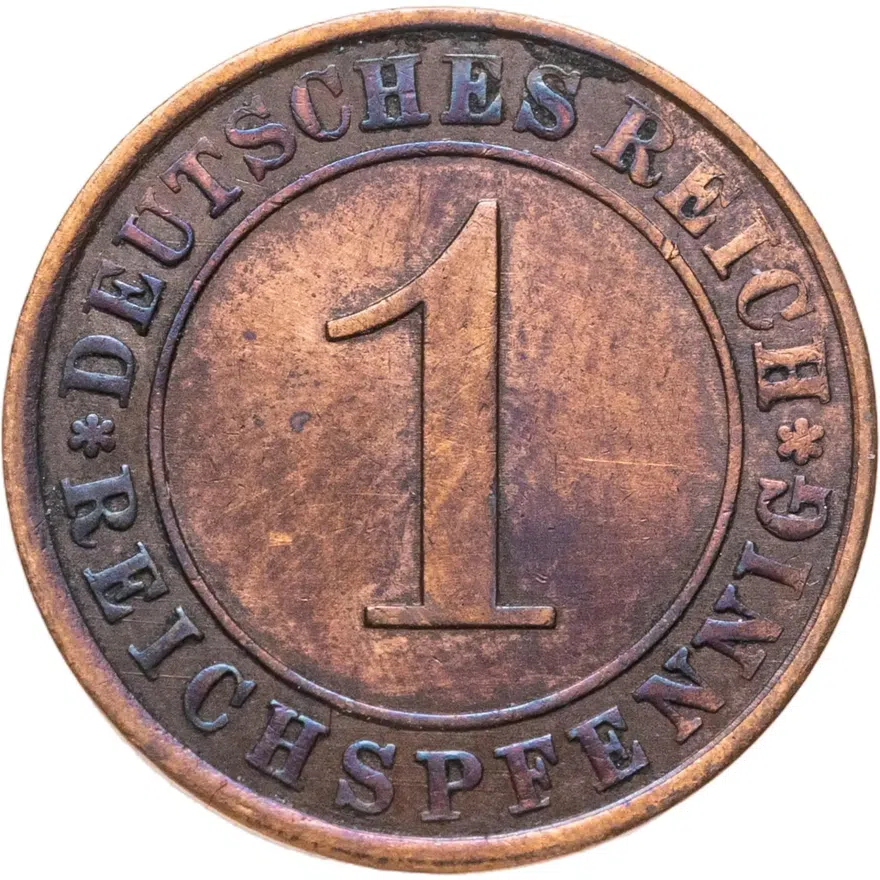 Германия 1 рейхспфенниг (reichspfennig) 1925 A, реверс