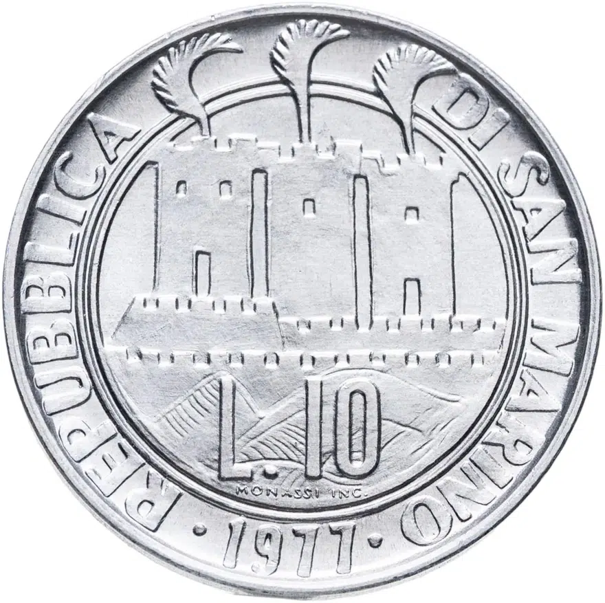 Сан-Марино 10 лир (lire) 1977  Экология, аверс