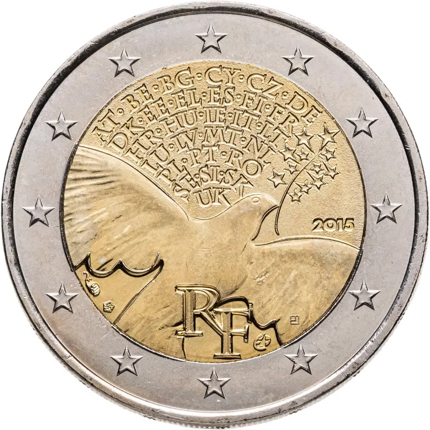 Франция 2 евро (euro) 2015 70 лет мира в Европе