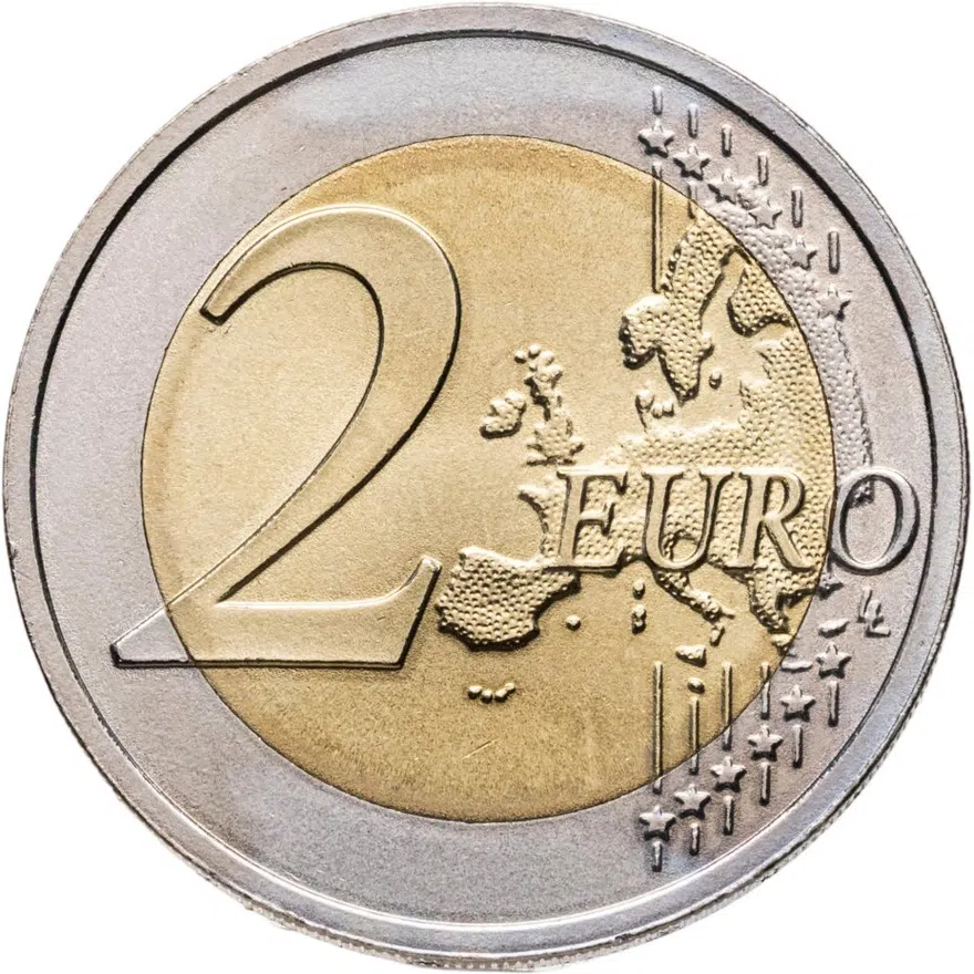 Латвия 2 евро 2015 Природа в опасности - чёрный аист, реверс