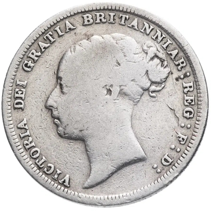 Великобритания 6 пенсов (pence) 1887 Старый портрет без короны, реверс