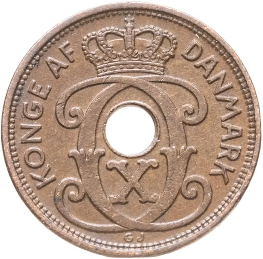 Дания 1 эре (ore) 1928, реверс