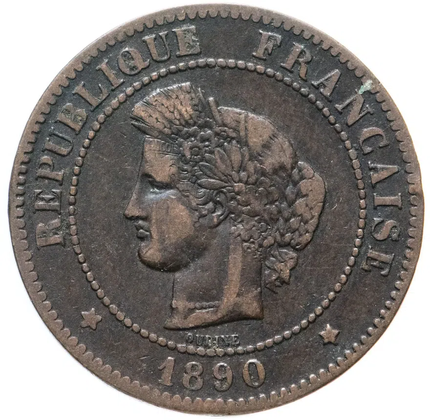 Франция 5 сантимов (centimes) 1890, аверс