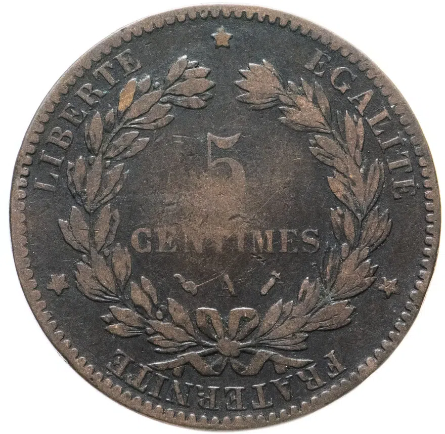 Франция 5 сантимов (centimes) 1890, реверс