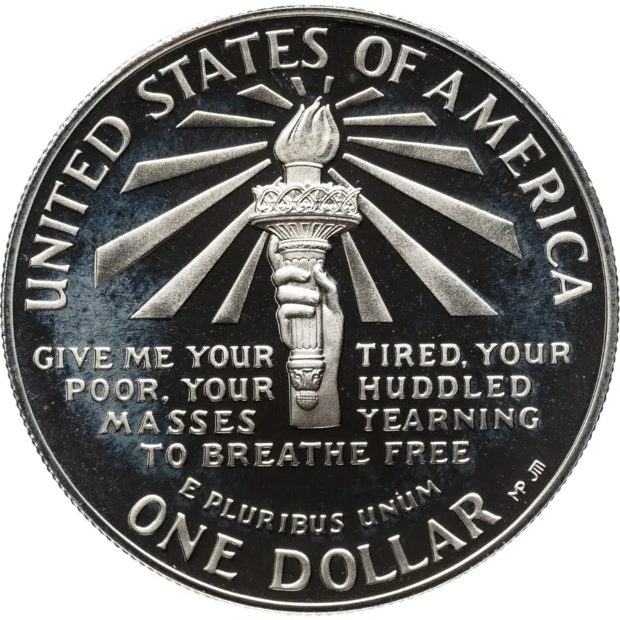США 1 доллар (dollar) 1986 S Statue of Liberty (100 лет Статуе Свободы) знак монетного двора "S" - Сан-Франциско, реверс