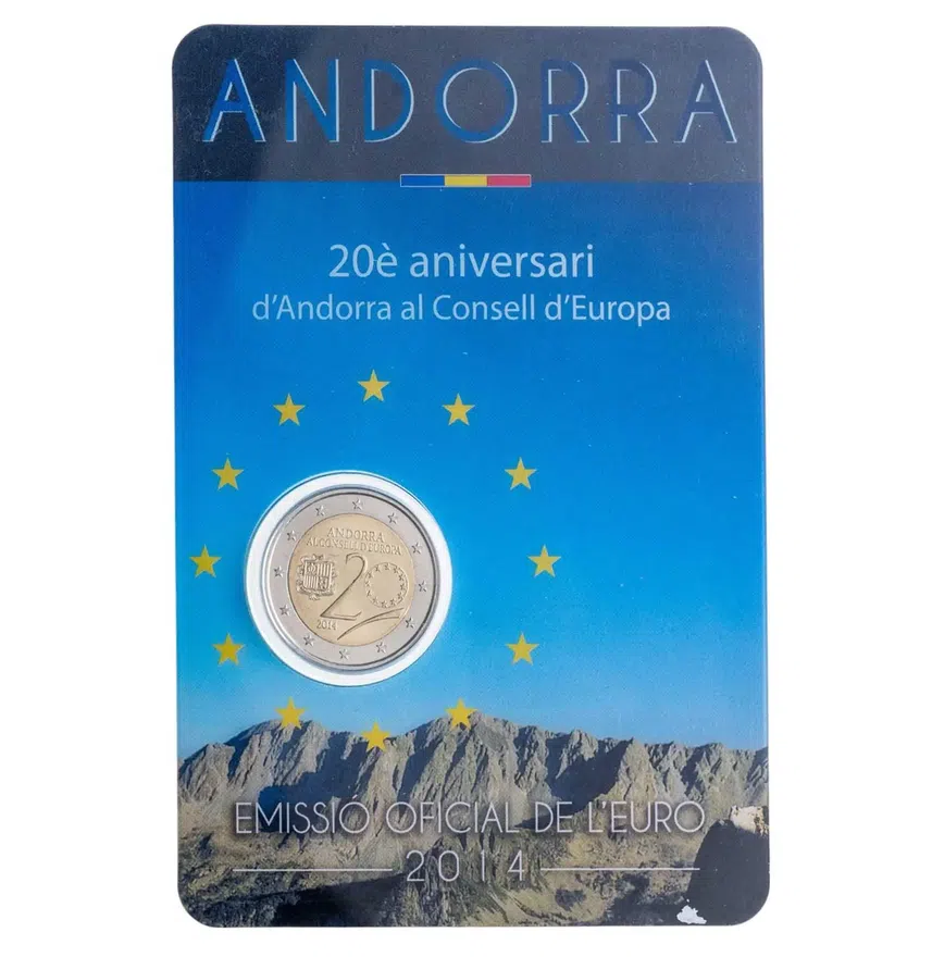 Андорра 2 евро (euro) 2014 "20 лет членства Андорры в ЕС" в буклете
